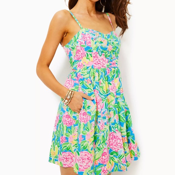 Lilly Pulitzer strapless summer mini dress w/pockets size 6 like new beautiful - Picture 2 of 11